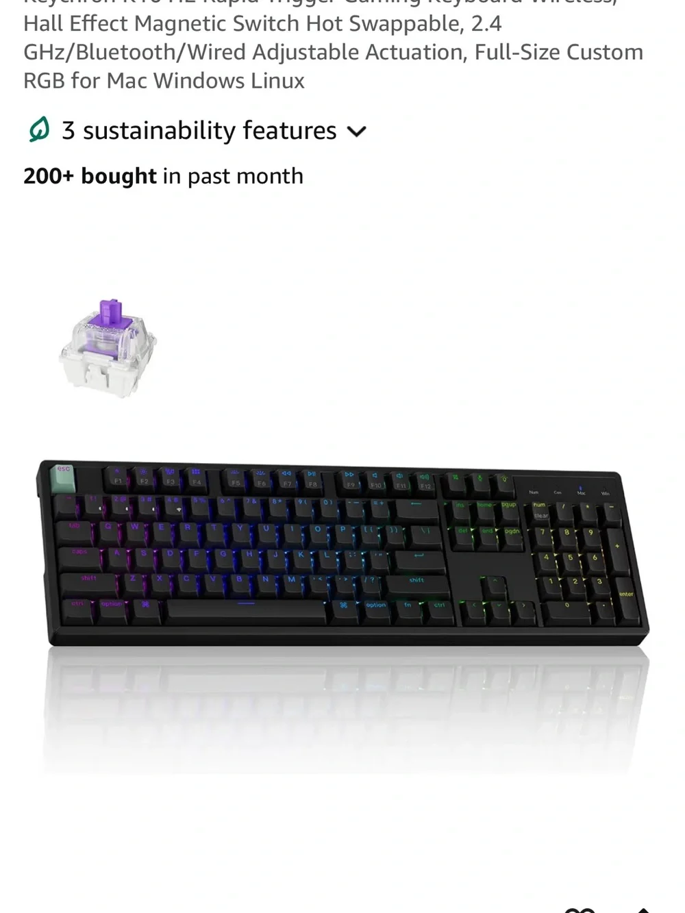 Keychron K10 HE Wireless Mechanical Keyboard - Black with colorful Backlight